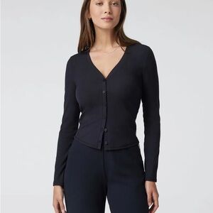 Vuori Black Ribbed Cardigan